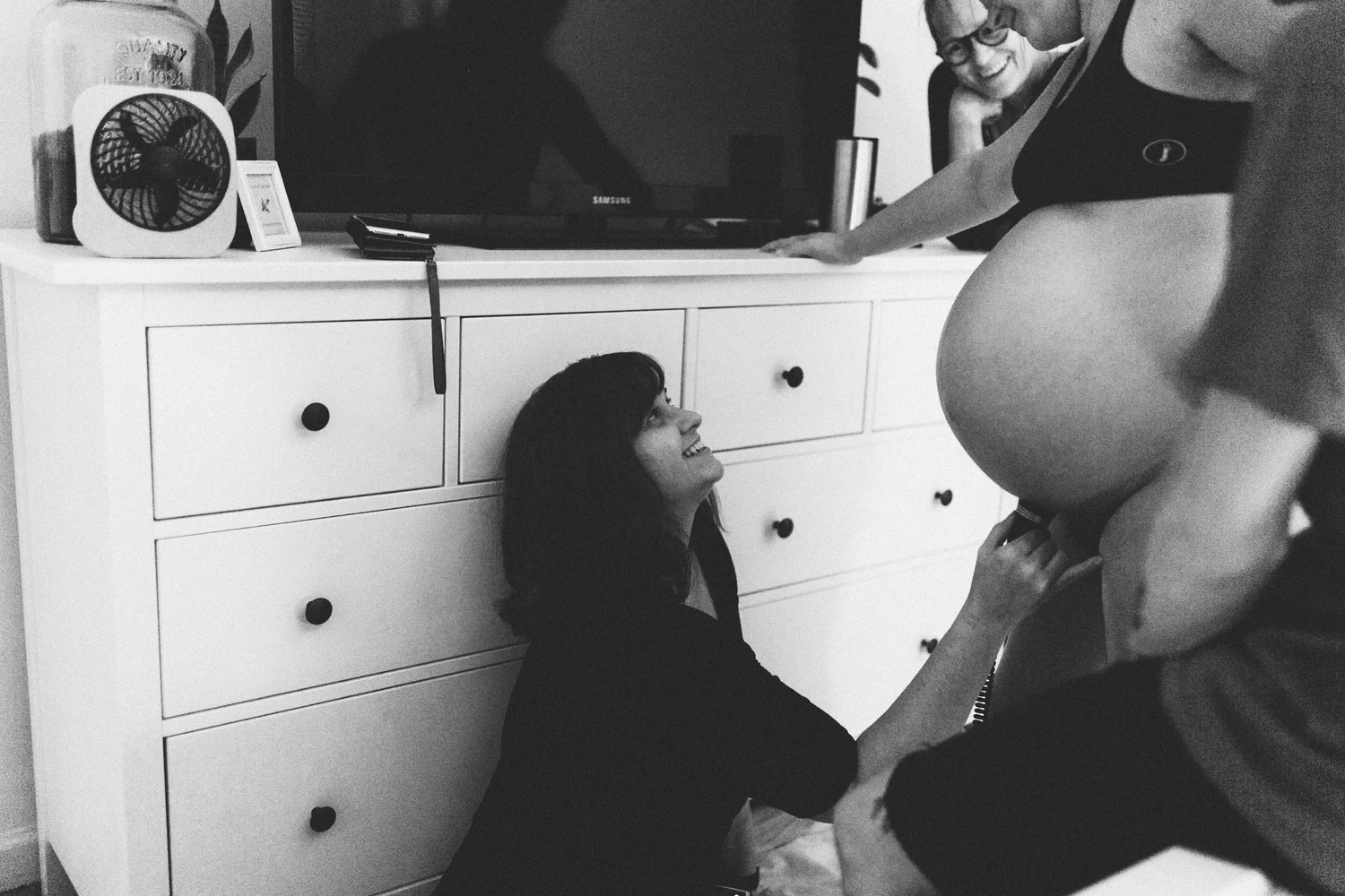 A family in the first days at home